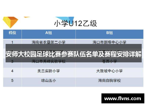 安师大校园足球比赛参赛队伍名单及赛程安排详解